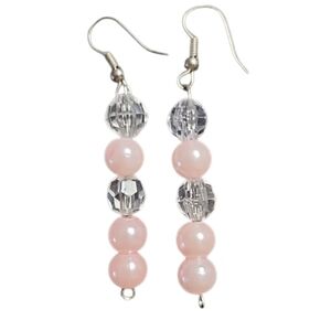 💥4 for $20💥Pink and Clear Beaded Earrings